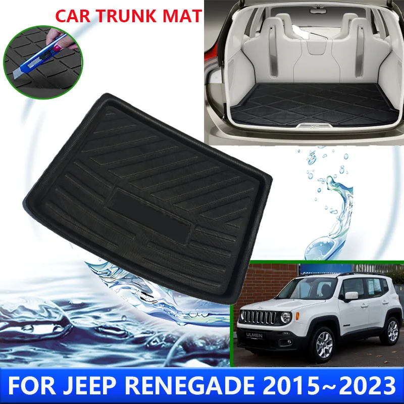 For Jeep Renegade 2015~2023 2016 2017 2018 2019 2022 Car Rear Trunk Protector Pads Auto Waterproof Anti-Fouling Mat Accessories