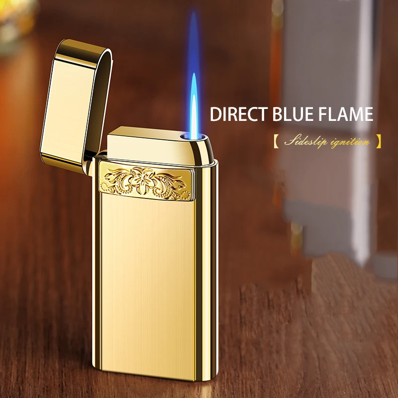 XF4401 Side Slip Ignition Direct Charge Metal Inflatable Lighter Simple and Fashionable Laser Engravable Gift Lighter