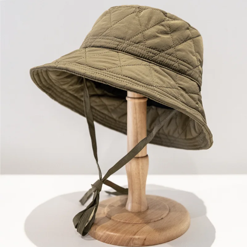 1 Top of Quilted down Cotton Windproof and Warm Windproof Rope Fisherman Hat for Outdoor Wear