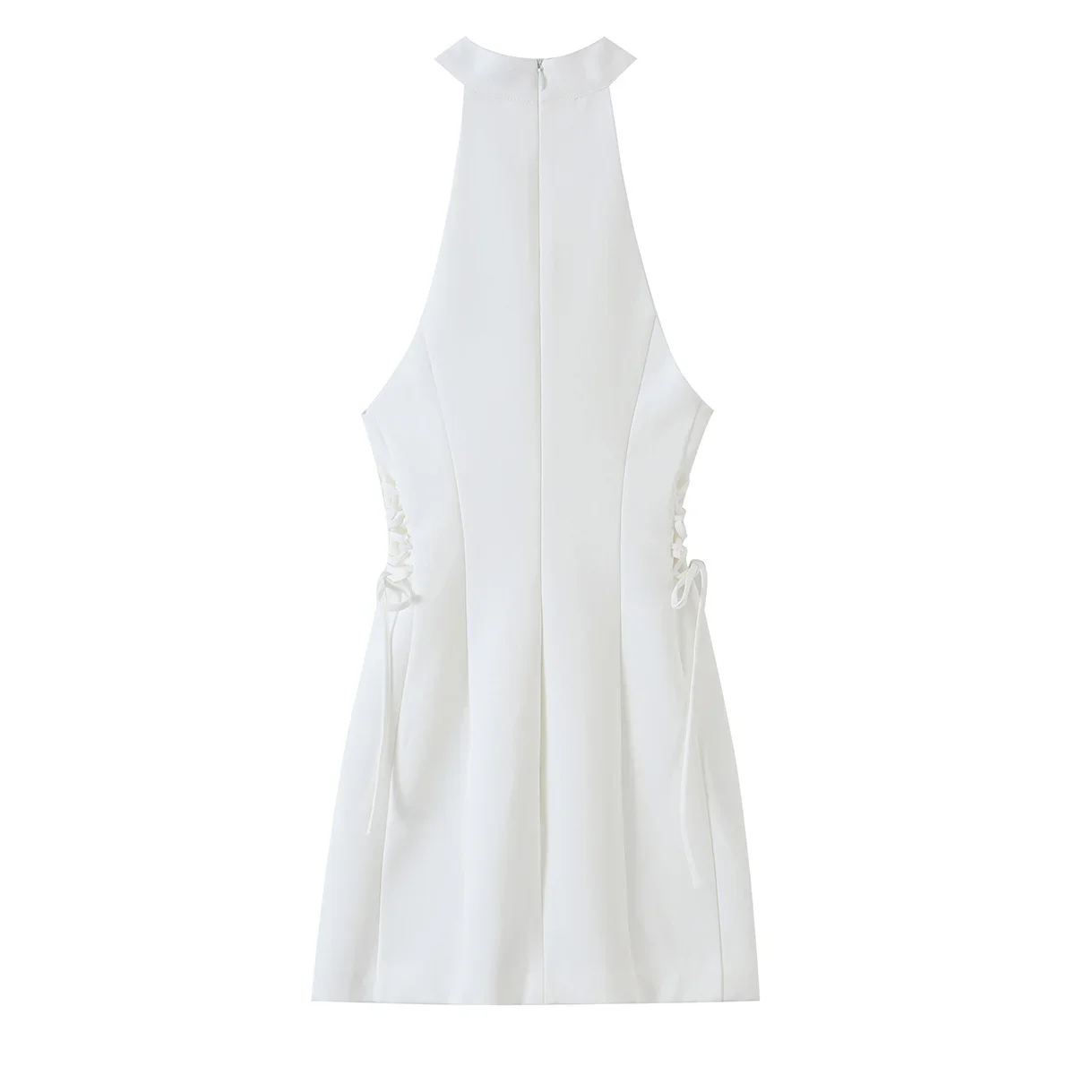 เดรสสั้นผู้หญิงสีขาวคอสูงแบบฮอ - Y2K Backless Halter Mini Dress บทวิจารณ์และราคา