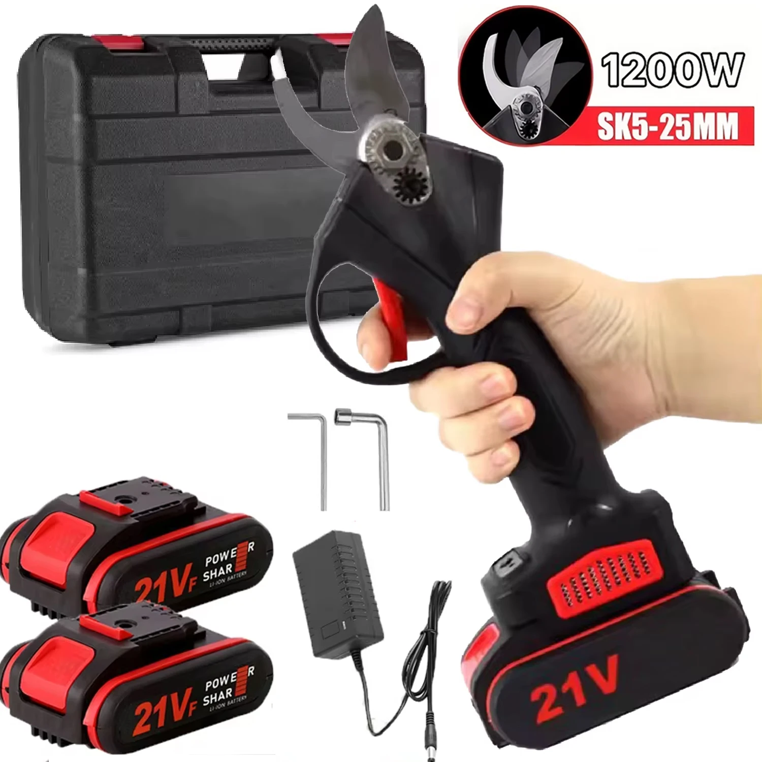 OWJHE Cesoie elettriche da giardino senza spazzole per frutta da giardino Bonsai Forbici da giardino elettriche a batteria Attrezzo da giardino per batteria Makita