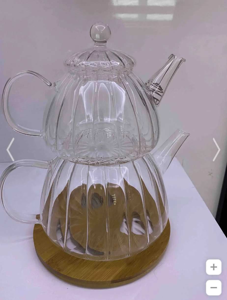 Large Transparent Glass Teapot with 6 Tea Cups Heat-Resistant Clear Pot Flower Herbal Tea Set Puer Kettle Kitchen Accessories