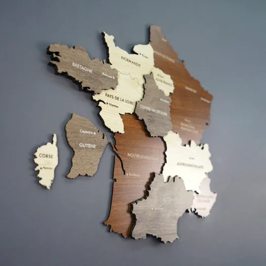 

3D Wooden France Map Large Size Modern Wall Art Decor Painting Posters Home Office School Hotel Gift Home Office Decor