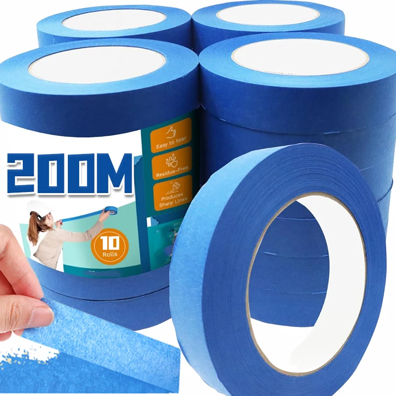 

1/10Roll Blue Painters Tape Multi-Surface Masking Paint Tape Easy Removal Wall Painting Tape Car Beauty Spray Masking Adhesive