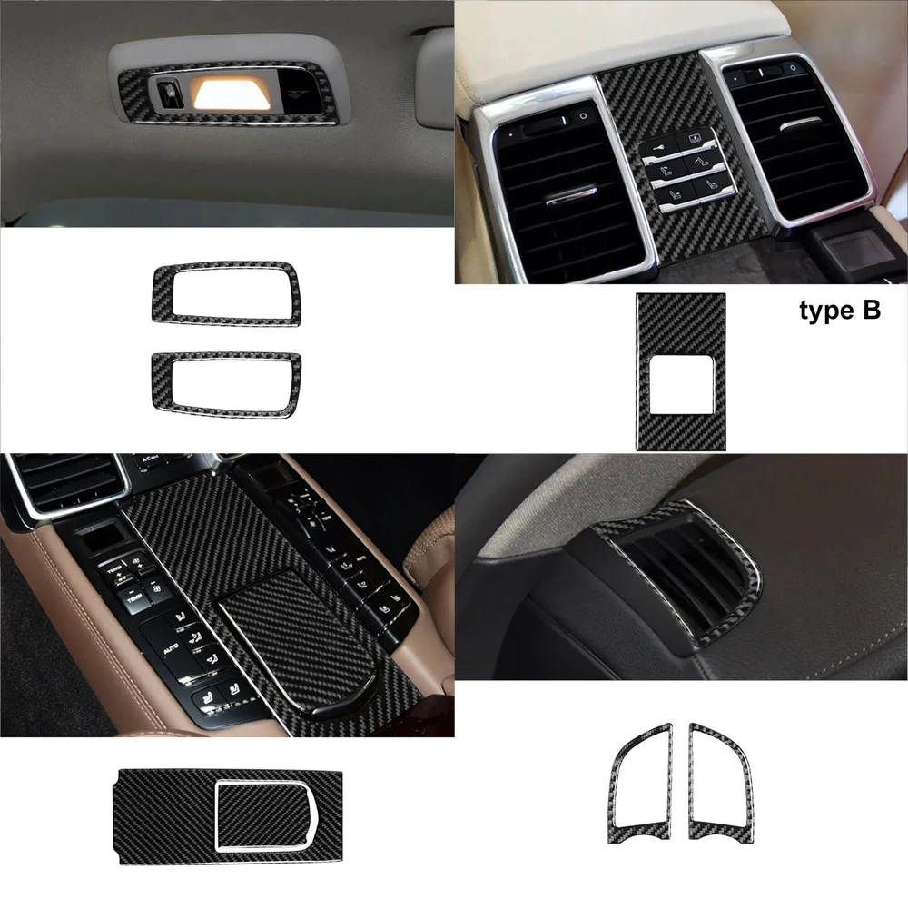 21Pcs Real Carbon Fiber Interior Full Kits Central Console Gear Trim For Porsche Panamera 970 2010 2011 2012 2013 2014 2015 2016