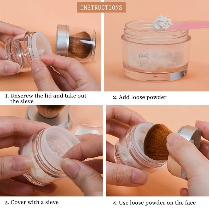 10g Makeup Tools Bottle Empty Loose Powder Case With Brush Mirror Portable Cosmetic Powder Container Jar Box Makeup Beauty Brush