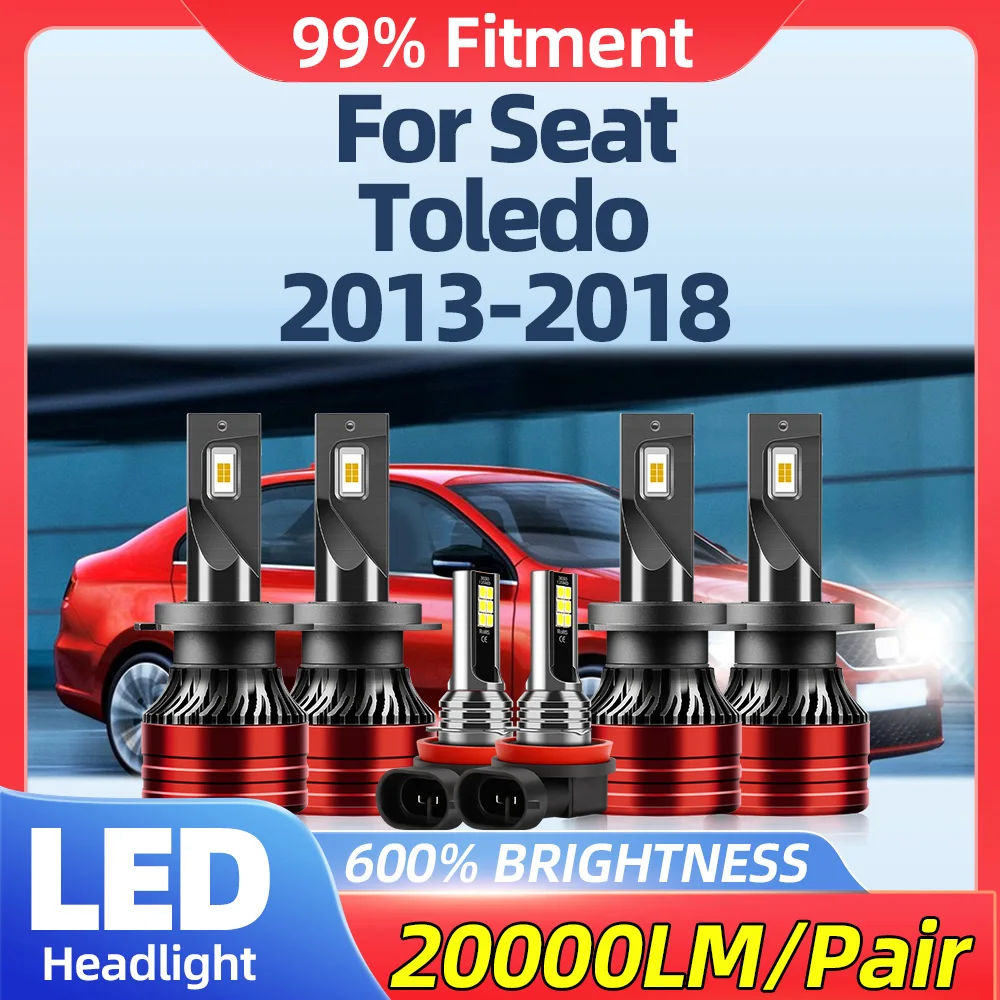 

60000LM CSP Chips LED Headlight Bulbs 360W Auto Lamps 12V 6000K White Fog Lights For Seat Toledo 2013 2014 2015 2016 2017 2018