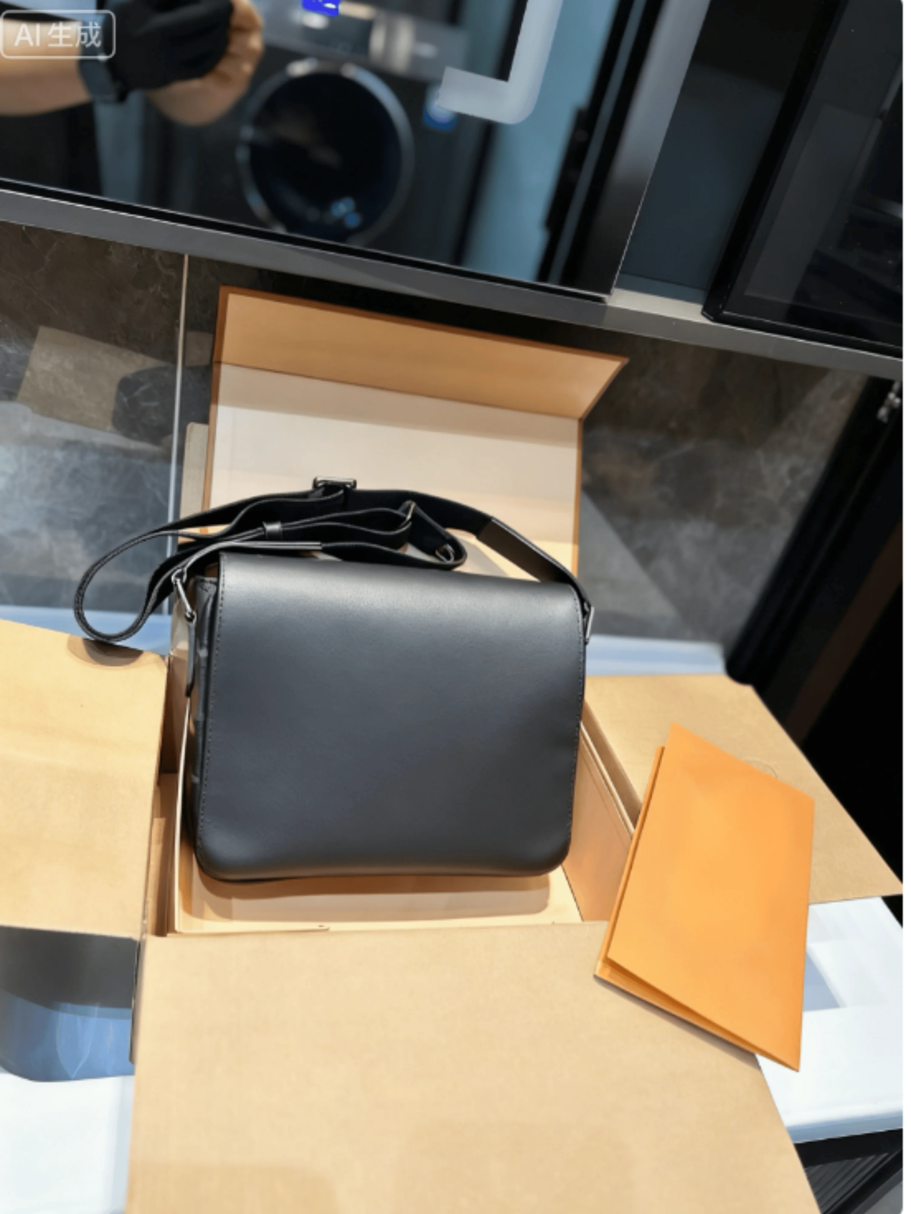 

2025 Men Leather Mailbox Bag New Style Casual Fashion Canvas Retro Simple Versatile Casual Practical Men Bag 24*14cm