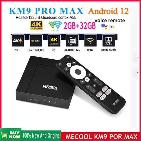 MECOOL KM9 PRO MAX 2GB 32 GB  Realtek1325-B Android tv 12.0 Google Certified dolby audio smart TV Box 4K Voice 2T2R wifi5  BT5.0