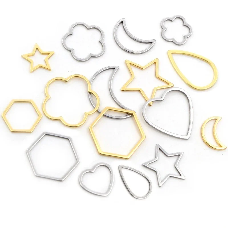20 sztuk/partia 316 ze stali nierdzewnej Charms pozłacane księżyc gwiazda serce mały wisiorek Charms DIY biżuteria naszyjnik ustalenia akcesoria — zdjęcie 2