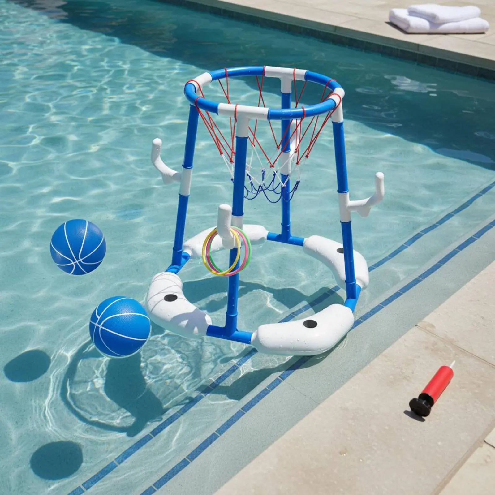 Floating Pool Basketball Hoop Parent-Child Play Children's Pool Hoop Swim Toy Easy Assembly Tool-Complimentary Setup