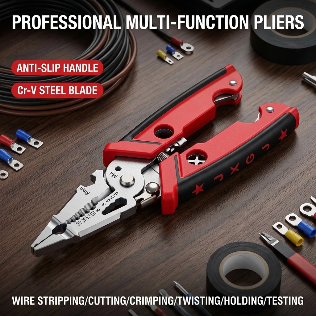 18-in-1 Electrician Crimper Pliers Multipurpose Wire Stripper Professional Double-Blade Hand Tool for Wiring