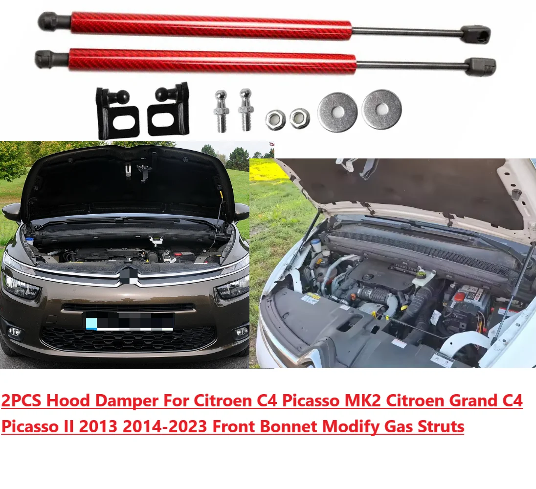 

2PCS Hood Damper For Citroen C4 Picasso MK2 Grand C4 Picasso II 2013-2023 Front Bonnet Modify Gas Struts Lift Support Shock Rod