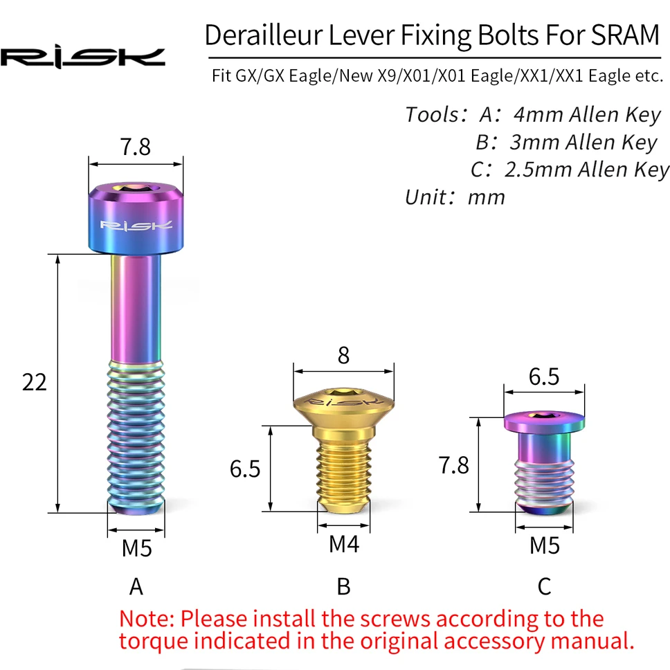 RISK RT104 Bike Thumb Shifter Derailleur Lever Fixed Screw Set Unit For GX/Eagle/X9/X01/X01Eagle/XX1 Road Mountain Screws