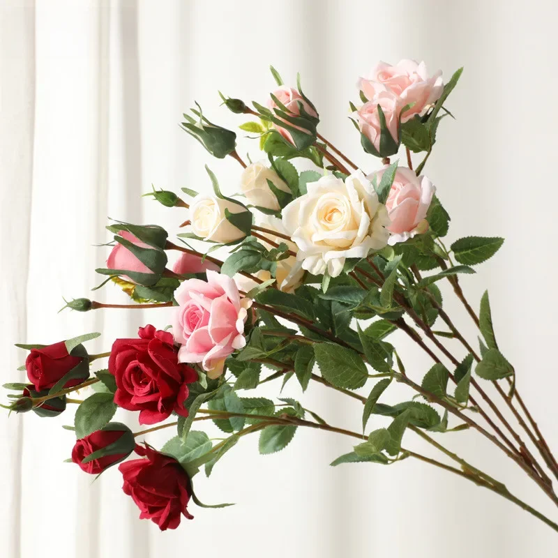YO CHO – roses artificielles en soie, fausses fleurs de haute qualité, longue branche, 5 têtes, pour mariage, saint-valentin, décoration de la maison