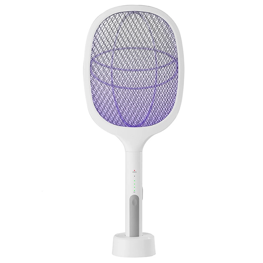 2 In 1 Mosquito Racket USB Rechargeable Fly Zapper Swatter With Purple Lamp Seduction Trap Summer Night Baby Sleep Protect Tools