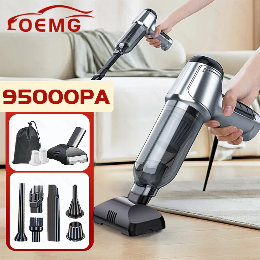 95000PA Car Vacuum Cleaner Powerful Cleaning Machine Car Accessories Home Auto Robot Wireless Cleaner Appliance Strong Suction