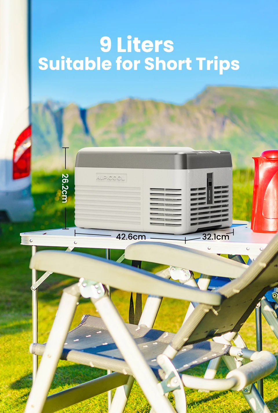 Alpicool CL9 9L Auto-Kühlschrank 12V Kompressor-Kühlbox Mini-Gefrierschrank 12/24V DC 100-240V AC Tragbarer Kühler für Camping und Reisen – Detail 5