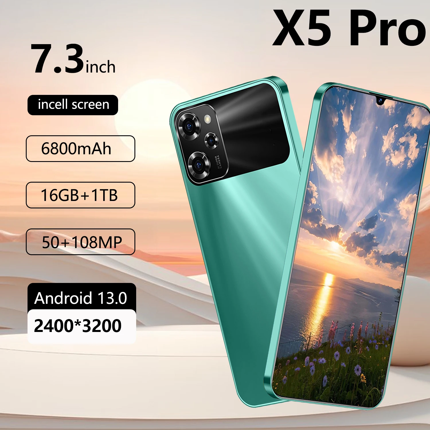 

2025 HOT Smartphone X5 Pro Smartphone 7.3 inch Full Screen 4G/5G Cell Phone 16TB+1TB 6800mAh Mobile Phones 108MP Global Version