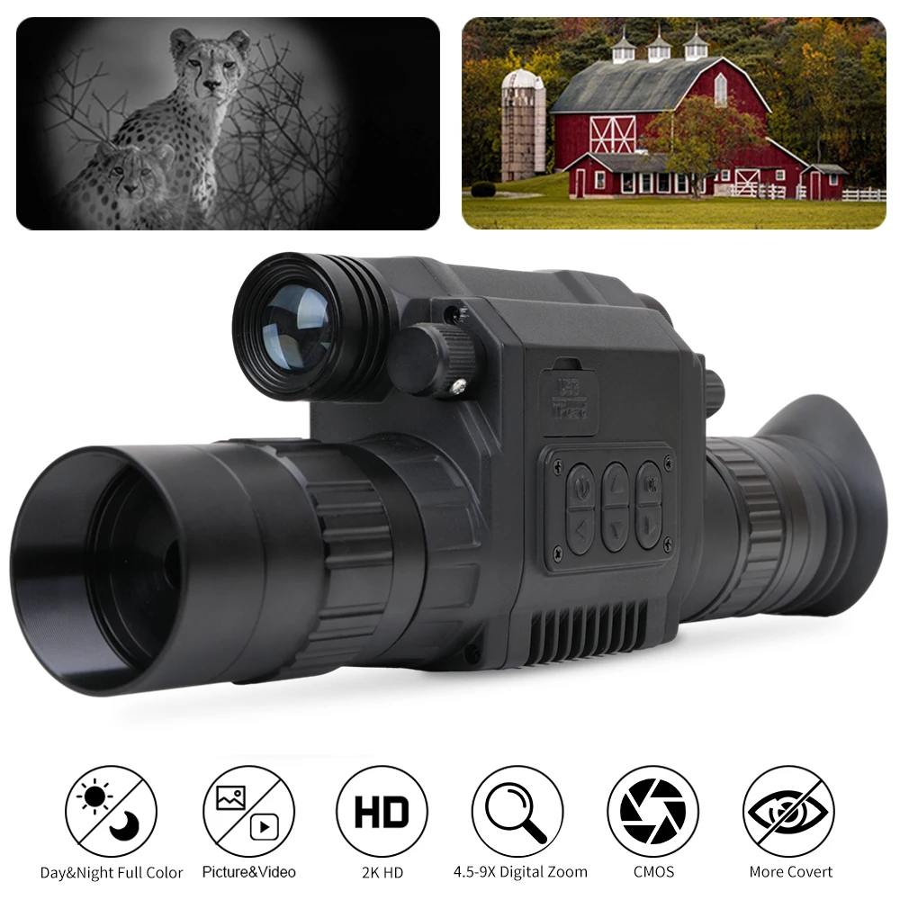 

S2 Tactical Scope 1080P HD 9X Digital Zoom 850nm Infrared Monocular Telescope Full Color Hunting Low Light Night Vision Recorder