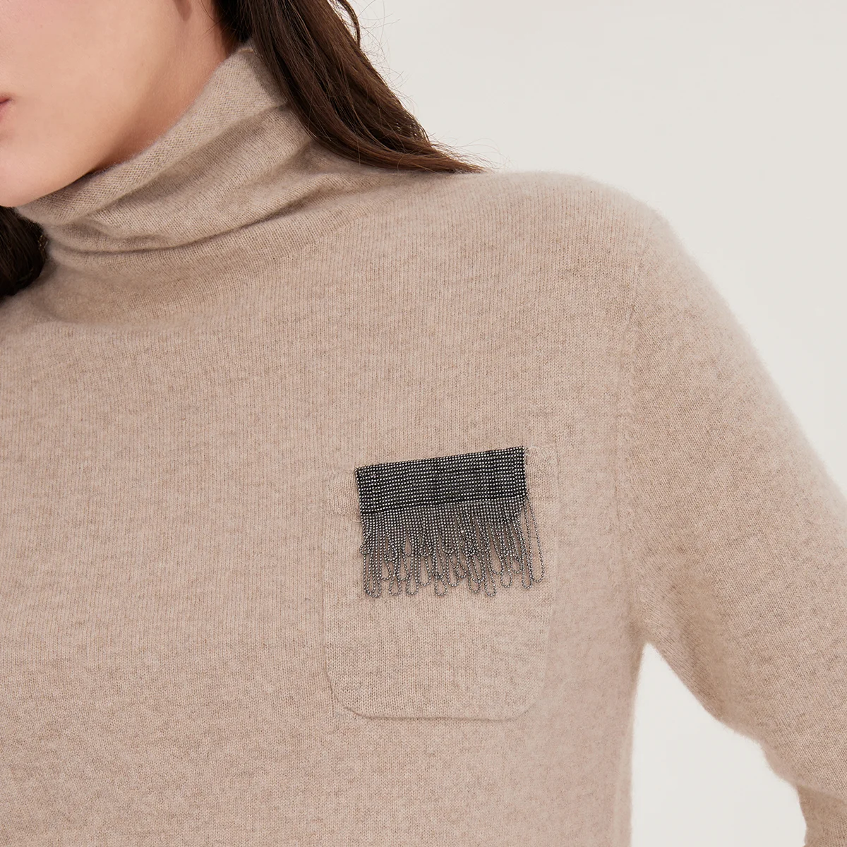 BY3521300 Women's Premium 100% Cashmere Knit Top High-End 12-Gauge Short Sleeve Turtleneck Sweater