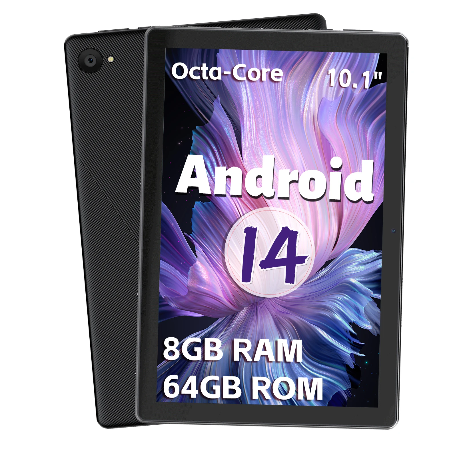 `10.1 Inch Android 14 Tablet PC Octa‑Core 8GB RAM 64GB ROM WiFi 6 Widevine L1 5000mAh Dual Speakers 5MP+8MP Camera Face Unlock Study Gaming Tablet`