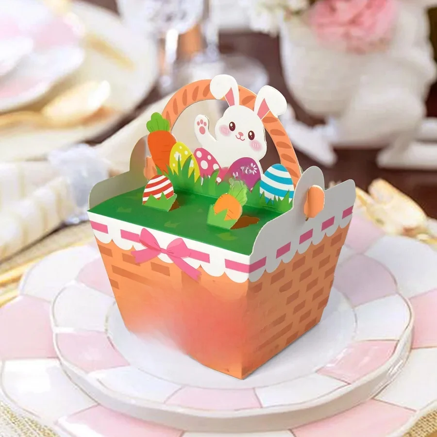 10Pcs Śliczne papierowe pudełka na cukierki z motywem Wielkanocnym Królik Królik Torby na prezenty dla dzieci Urodziny Baby Shower Wesołych Świąt Dekoracje na imprezę — zdjęcie 2