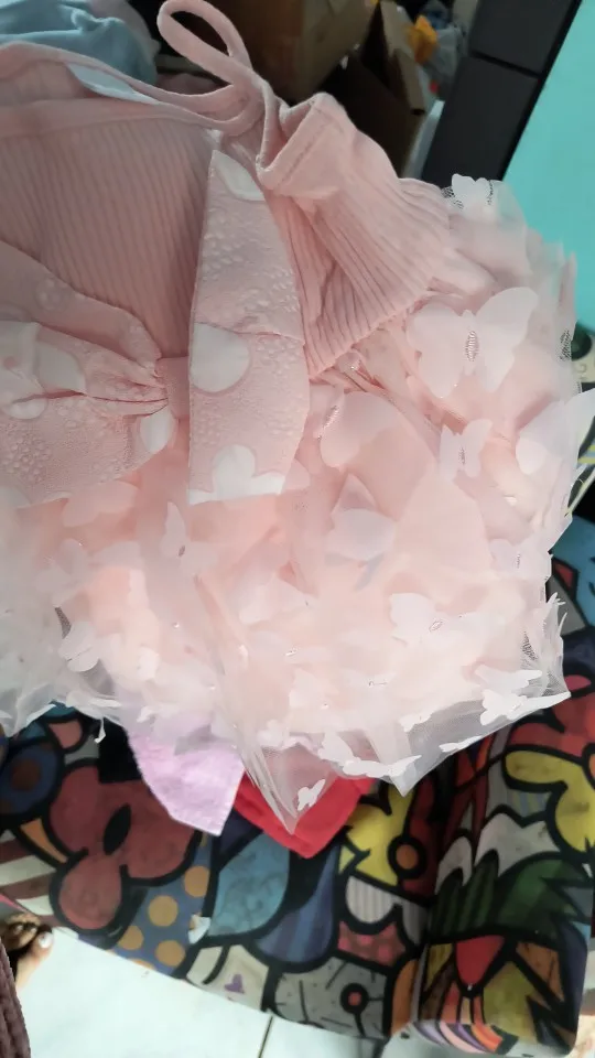 Children's Clothing 0-3 Year Girl Beautiful Little Butterfly Fashion Princess Dress+Shawl+Headband Birthday Party Fluffy Dress photo review