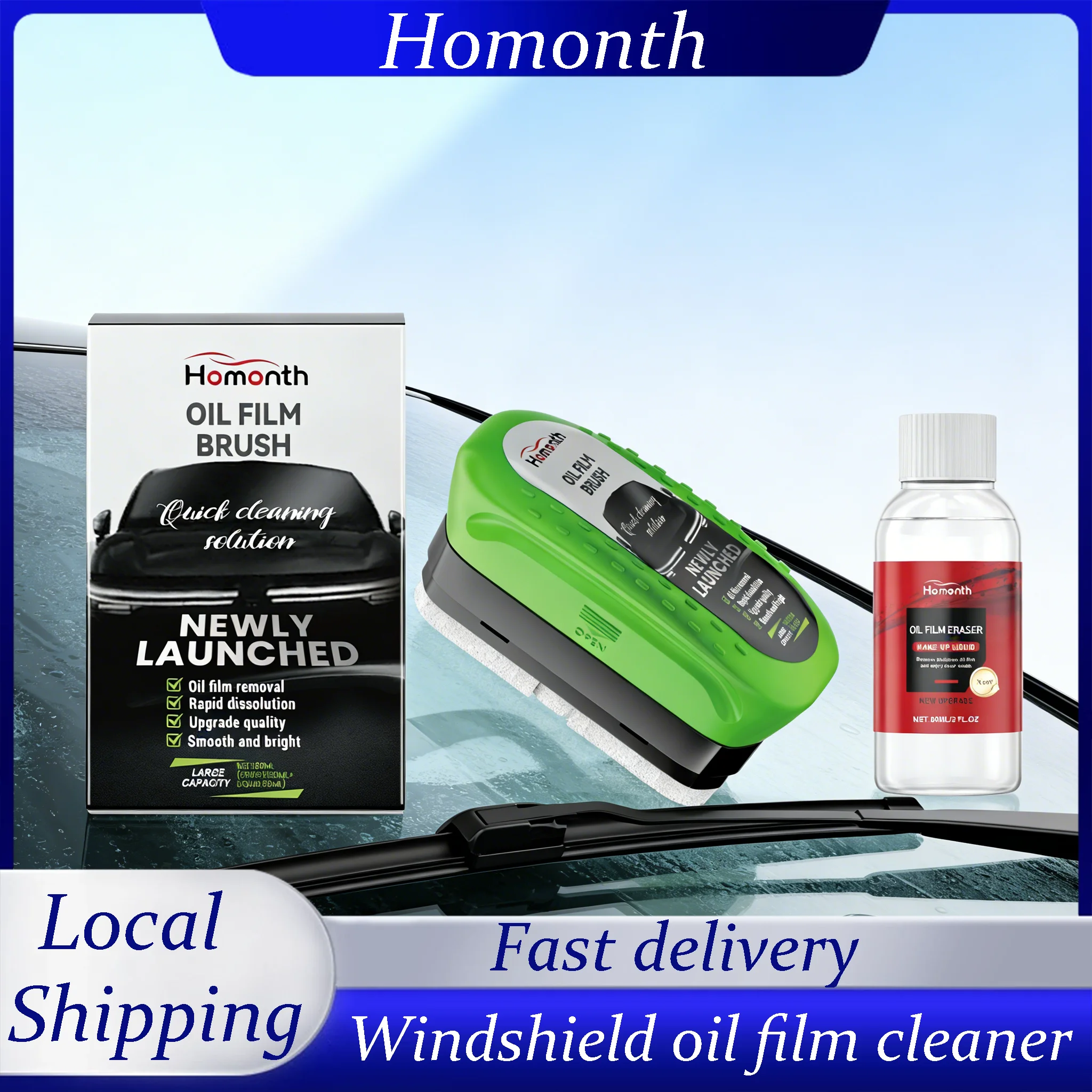 

Homonth Средство для удаления масляной пленки автомобиля Щетка для чистки лобового стекла Быстрое удаление грязи Противотуманный безопасный привод Средство для удаления масляной пленки стекла автомобиля