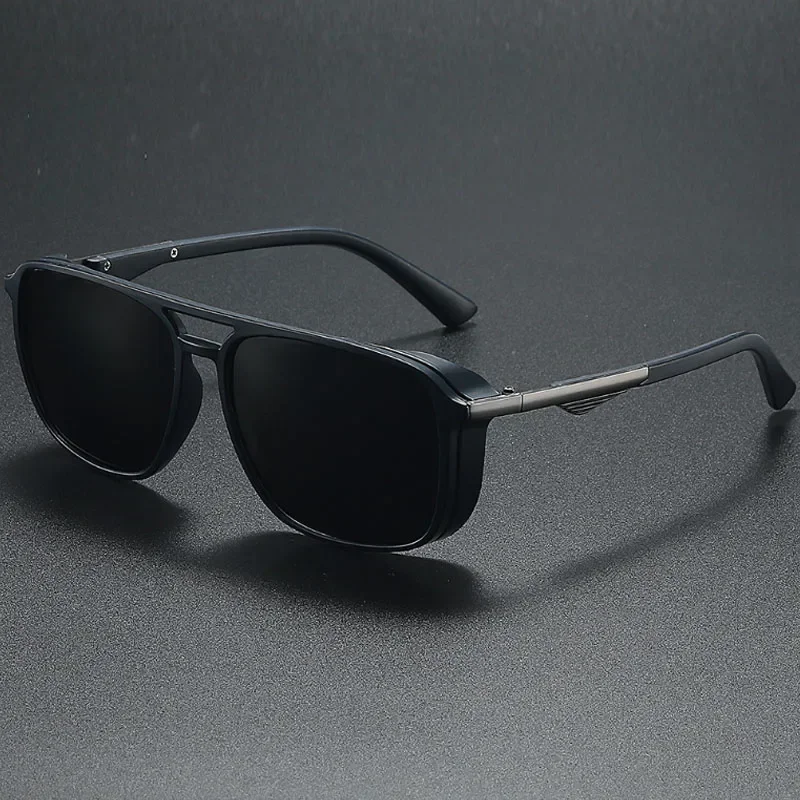 Steampunk spolaryzowane okulary przeciwsłoneczne dla mężczyzn kobiety Vintage Square Punk okulary przeciwsłoneczne odcienie okulary UV400 óculos De Sol — zdjęcie 2