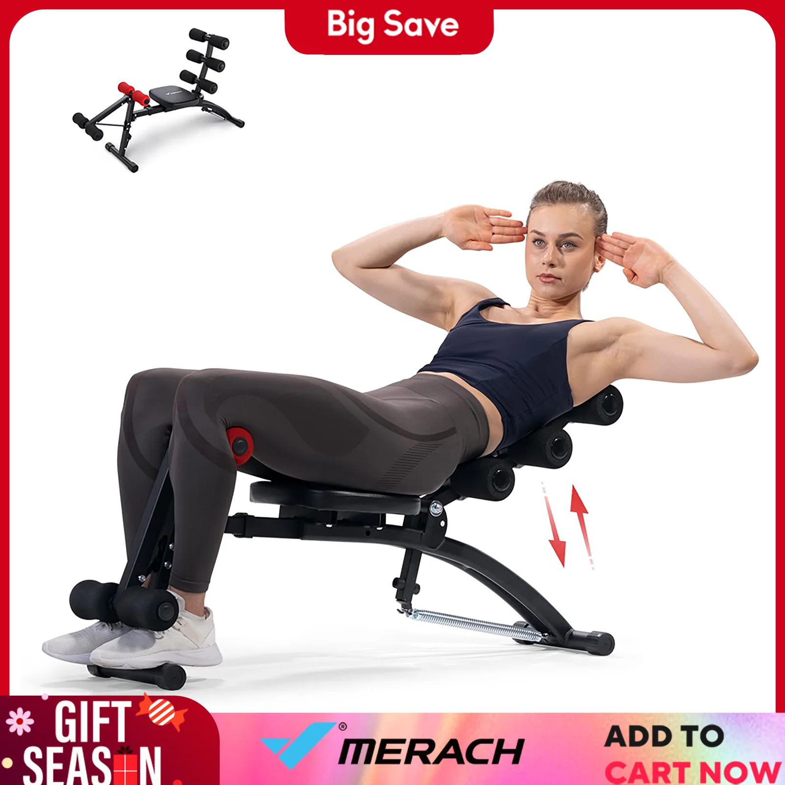 MERACH Ab Machine Multi-Functional Adjustable Ab Trainer Workout Bench for Home Gym Sit Up Machine for Abdominal Exercise Chair