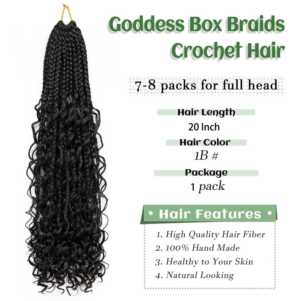Trenzas de caja sintéticas Goddess con puntas rizadas, pre-enlazadas, estilo bohemio, extensiones para mujer 2