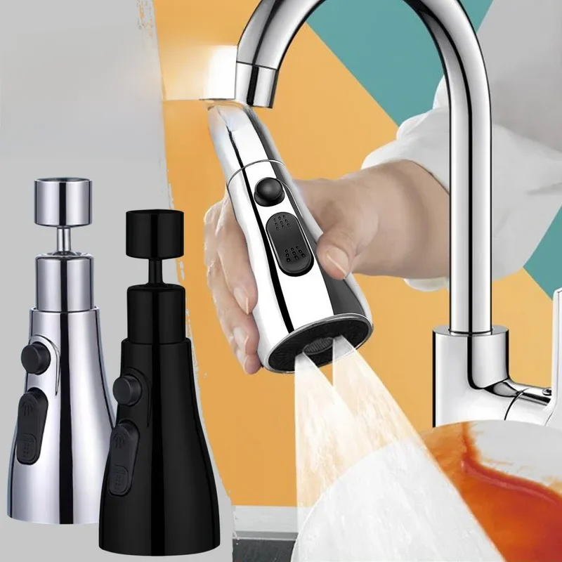 Uniwersalny 360° °   Obrotowy przedłużacz do kranu kuchennego Aerator Plastikowy filtr rozbryzgowy Kuchenny kran umywalkowy Dysza bąbelkowa Aerator — zdjęcie 2
