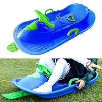 Children's Snow Sled with Steering Wheel And Brake Winter Downhill Sledge Unique Versatile Outdoor Ski Sled Toy for Fun