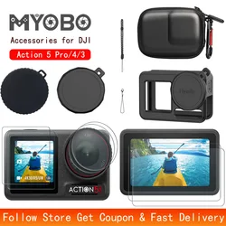 For DJI Osmo Action 5 Pro 4 3 Screen Protector HD Tempered Glass Film Bag Case Lens Cover Cap for DJI Action 5 Pro Accessories