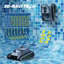 Zwembadrobot reinigt muren