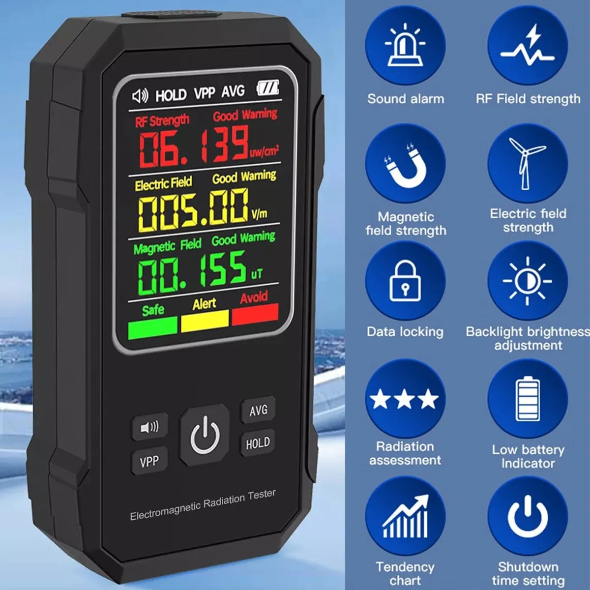 Digital EMF Meter Electromagnetic Field Radiation Detector LCD Electric Magnetic Radiation Tester Geiger Counter