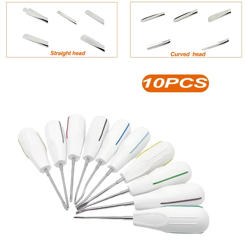 

Professional 10pcs/set Dental Luxating Elevators Tooth Extraction Kit Oral Surgery Instruments with Ergonomic Handle