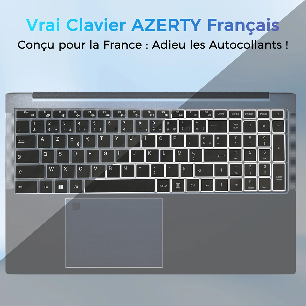 Laptop Laptop Full HD + Intel Celero N5095, 16 Go RAM, 512 Go SSD, Keyboard AZERTY French backlit with digital keypad, fingerprint unlock, Windows 11, WiFi Dual Band, bluetooth, PC Portable ideal for