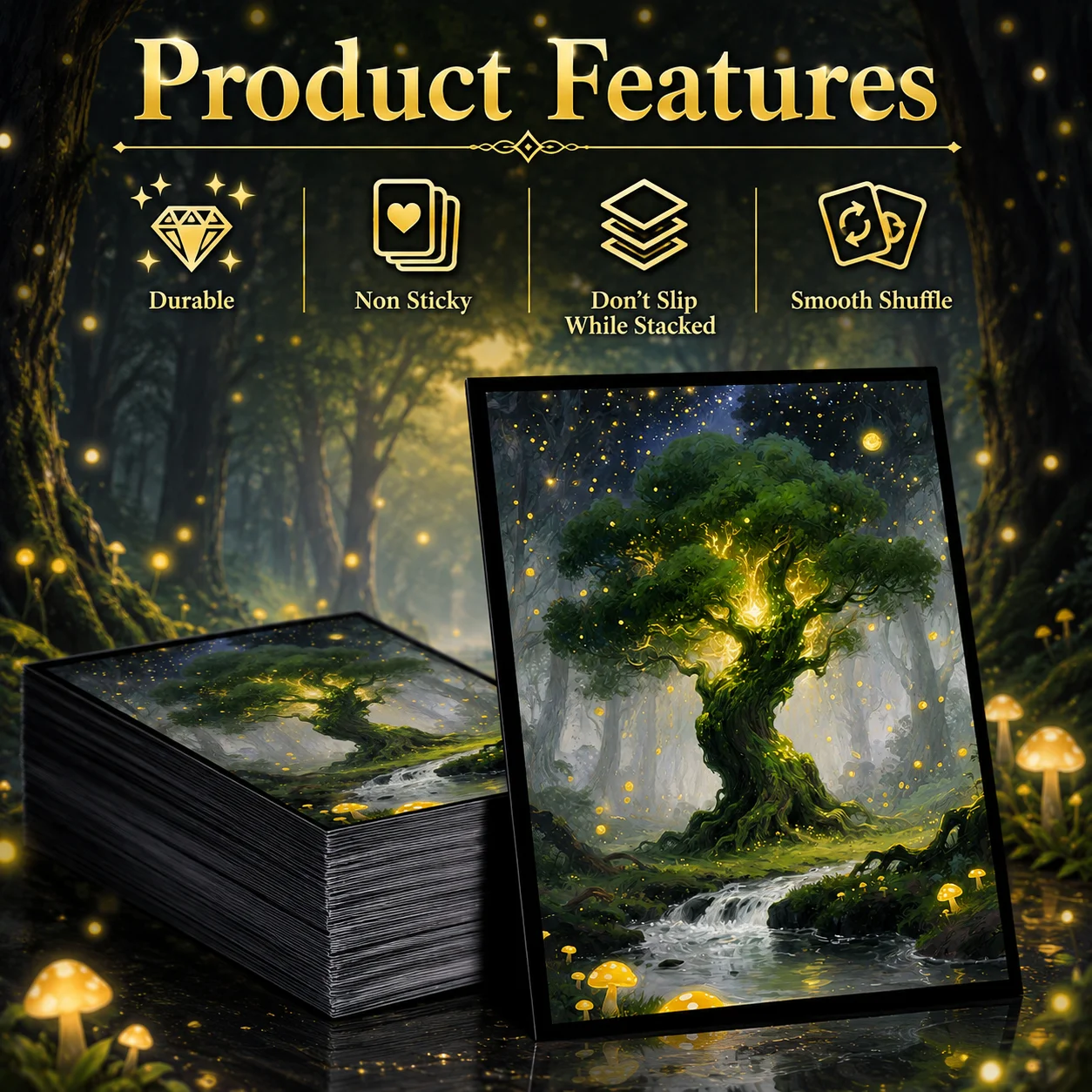 66X91mm 120 Stück Karteletui mit klarem Vorderseiten- und matter Rückenoberfläche, großem Baum-Motiv, Standardgröße, für MTG/PTCG/TCG-Spiele, Top-Loading, Brettspiel-Sammelkartenschutz