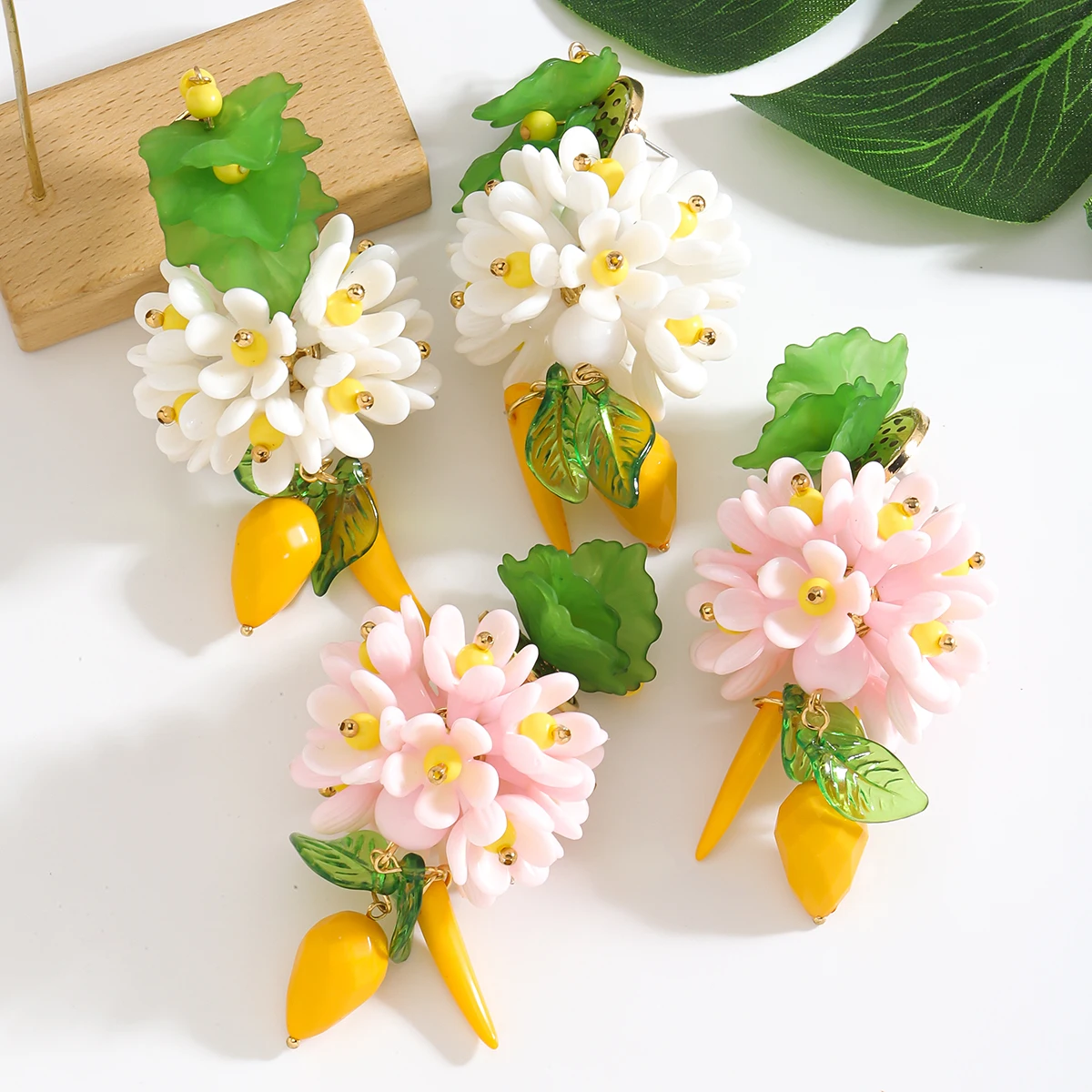 أقراط ليمون ثلاثية الأبعاد للفتيات من Zaa ، أقراط زهور مع سحر ، مثالية لقضاء العطلات على الشاطئ ، مثيرة للاهتمام ، جديدة