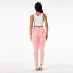 • Leggings donna Leggings allenamento rosa chiaro scolpire gamba Shaper Mid Rise Leggings pesca Butt Lift pantaloni