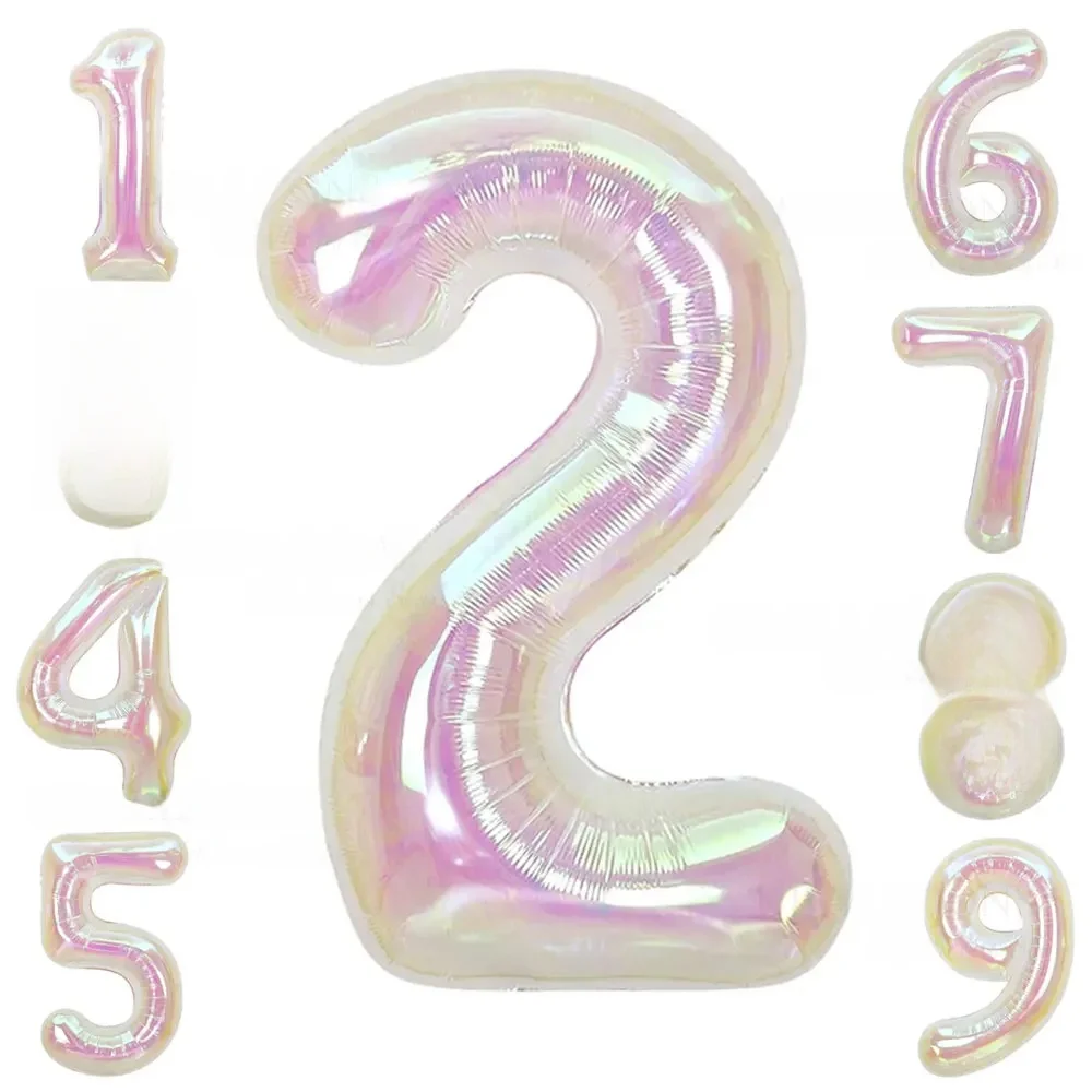 Ballons à chiffres irisés de 40 pouces, chiffres 1 2 3 4 5 6 7 8 9, grands ballons à chiffres Laser pour décorations de fête d'anniversaire