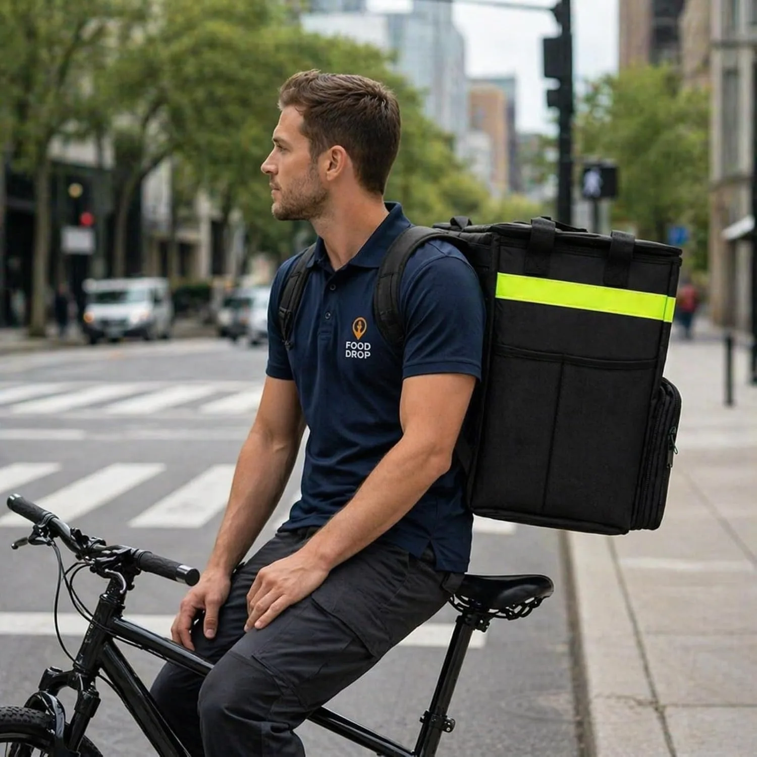 Food Delivery Backpack,Large Insulated Pizza Delivery Bag, for Commercial Delivery Cup Holders  Reflective Strip 2 Base Plates