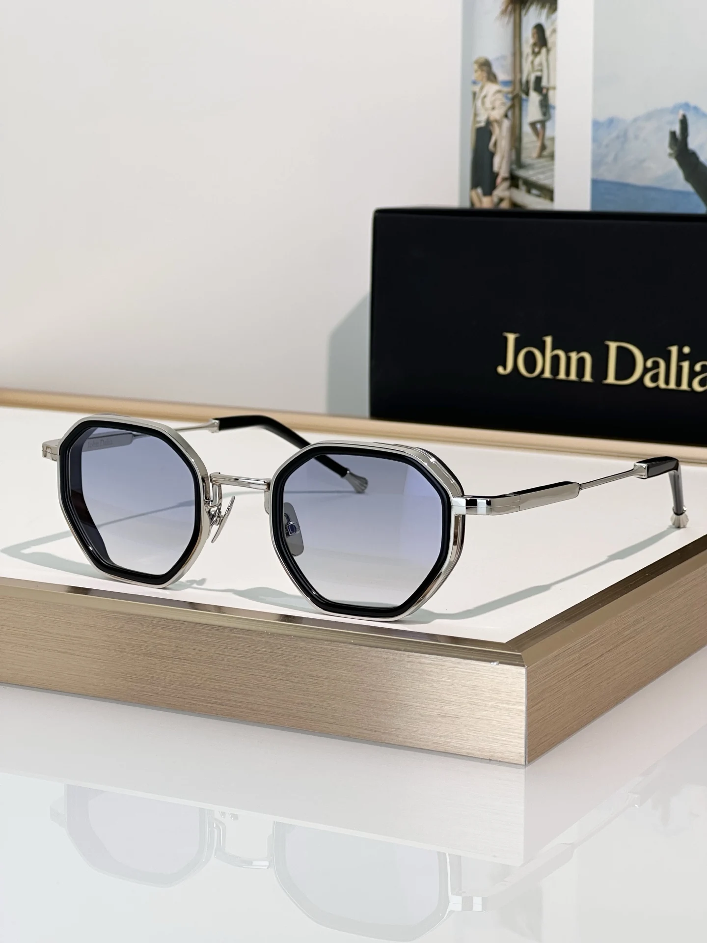 Originele ontwerper Nieuw voor JOHN DALIA JD Harrison Mode-zonnebril Vrije tijd Zakelijk Trendy Heren Dames Paarbril met doos