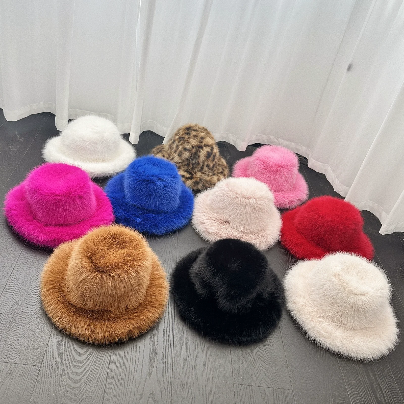 

Y2K bucket hat punk rock style ladies bag autumn and winter warm thick imitation raccoon fur hat bucket hat gorro