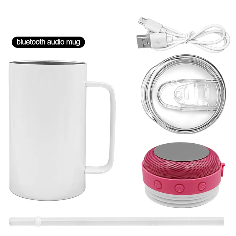 Bluetooth Speaker Cup 14oz with Handle Waterproof Sublimation Speaker Water Bottle Detachable for Car for Home Outside Travel