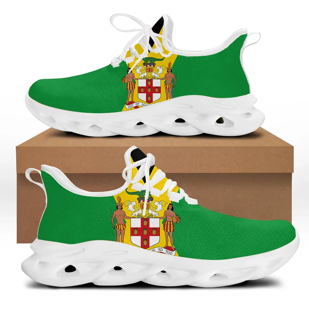 Fashion Jamaica Flag Print Men's Flat Sneakers Casual Lightweight Lace-Up Vulcanized Shoes Breathable Walking Shoes Footwear