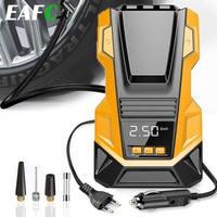 EAFC Car Tire Inflator Portable Air Compressor 150PSI Digital Air Pump AC220 DC12V with LED Light for Car Motorcycle Bicycle
