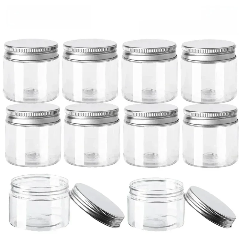 20 sztuk 30/50/60/80/120/150ml słoiki do przechowywania z pokrywkami aluminiowy okrągły kanister puste plastikowe słoiki kosmetyczne butelka podróżna na żywność garnek — zdjęcie 2